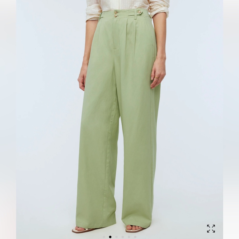 Madewell Tall Harlow Wide-Leg Pant NWT Pale Lemongrass Linen Lyocell Blend - Picture 2 of 12